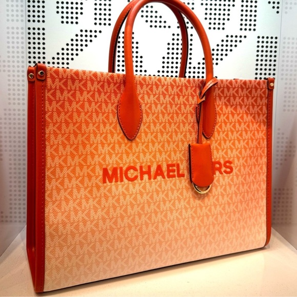 Michael Kors Mirella Small Ombré Signature Logo Crossbody Bag Red Clay - Picture 4 of 9